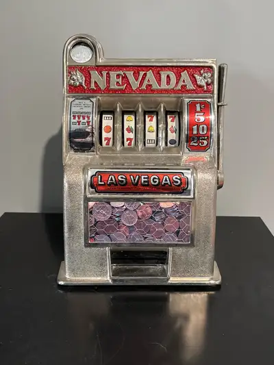 Vintage Mini Slot Machine Toy Metal Gambling Bank , View more