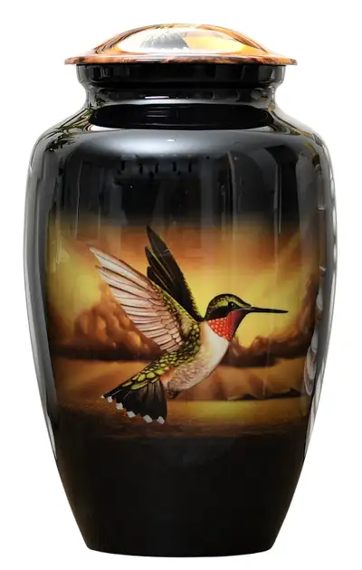 Ruby Throated Hummingbird Cremation Urn : Handcrafted  Urn 10.5", View more
