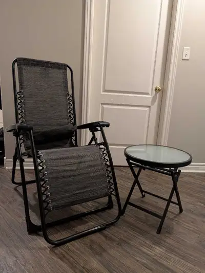 2 Zero Gravity Chairs & Glass Side Table Set, View more