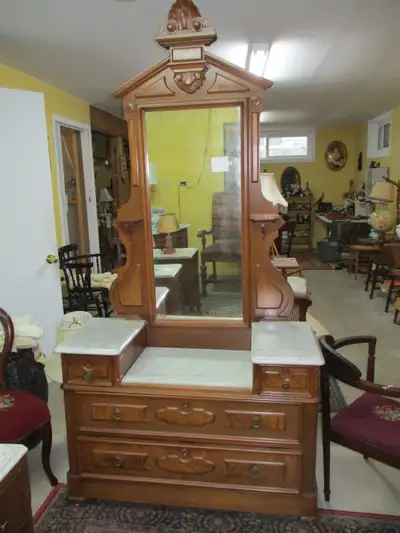 Bureau avec miroir en noyer, View more