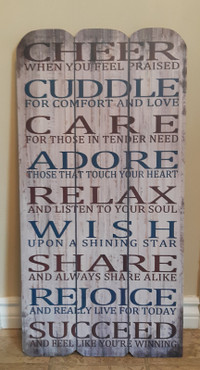 Décor Wooden Sign, in like new condition. 15.5"W x 31"H.