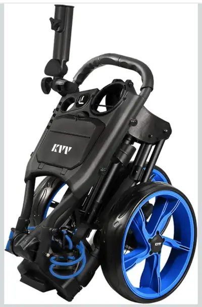 Brand New In Factory Sealed Box KVV 3 Wheel Golf Push Cart Ultra Lightweight Smallest Folding Size,...