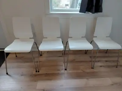 Four IKEA Gilbert Stackable Chairs, View more