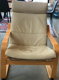 2 COUSSINS pour fauteuil Ikea Poäng en cuir blanc écru
