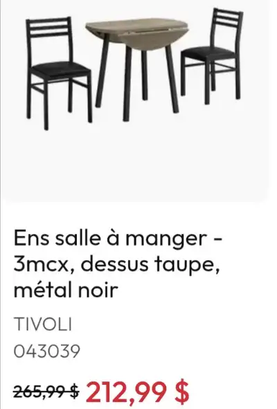 Ensemble table à dîner et 4 chaises, View more