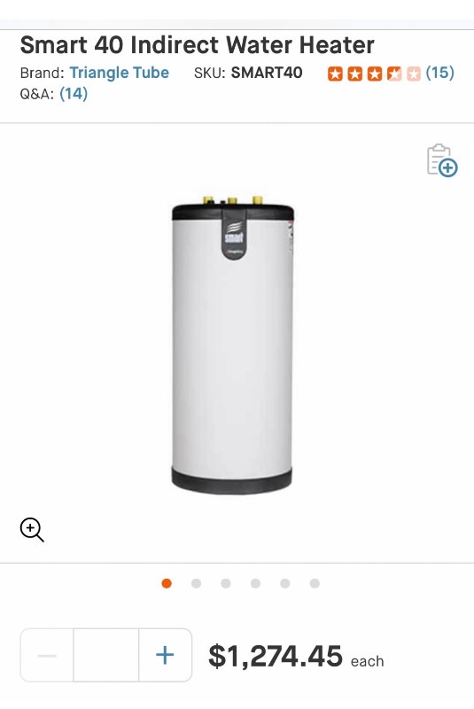 Indirect propane water heater. Easily converted to natural gas