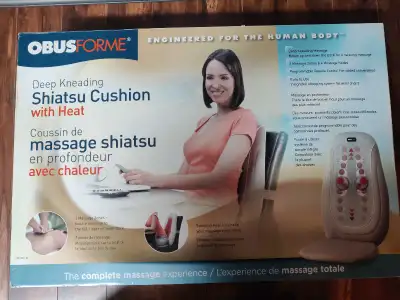 Obusforme- Deep Kneading Shiatsu Massage Cushion with Heat. Brand new never used