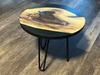 Epoxy and walnut live edge coffee table 