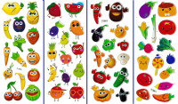 3D Stickers SMILING FUNNY FRUITS VEGETABLES