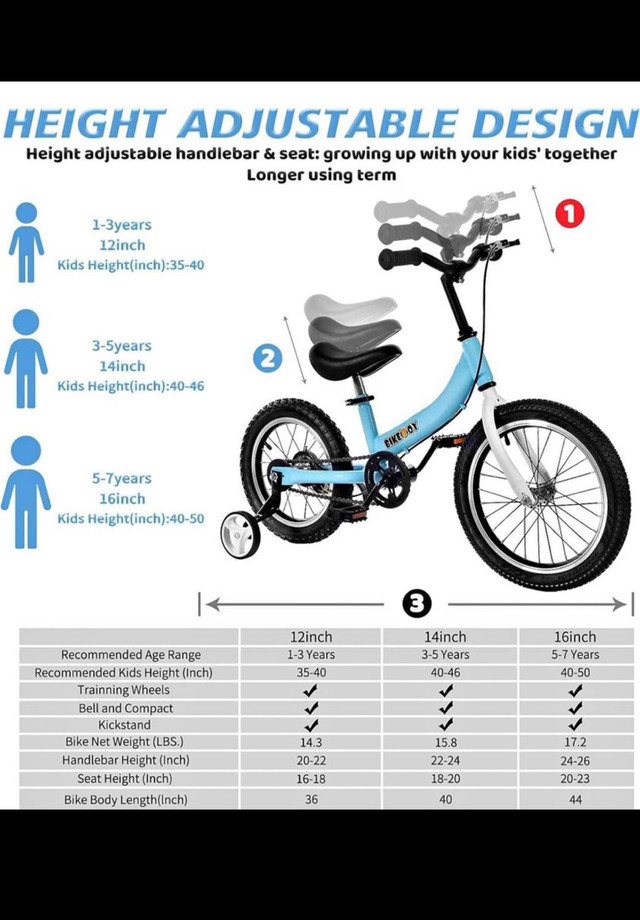 14 “ BIKEBOY Balance Bike 2 in 1,The Dual Use of a Kids Balance  in Kids in Hamilton - Image 2