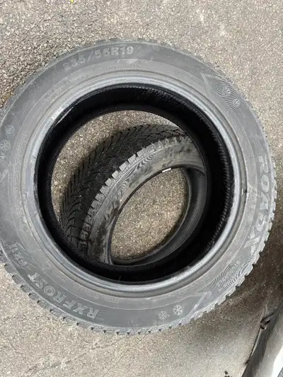 Selling two 235/r19 inch winter tires. 70 to 80 percent tread left.