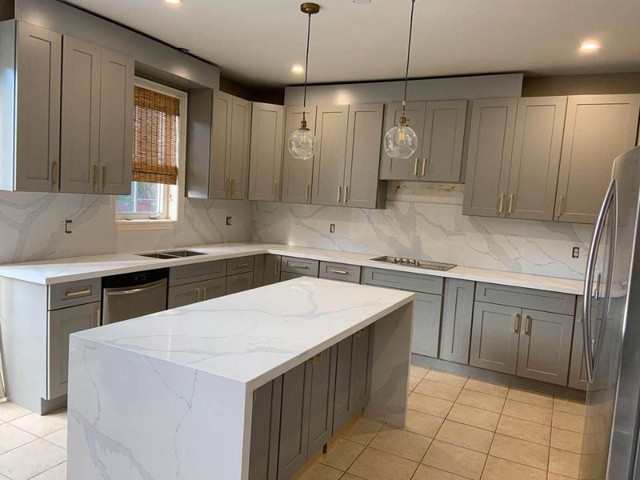 Beautiful Quartz Kitchen Countertop and Backsplash ON SALE in Cabinets & Countertops in Cambridge - Image 4