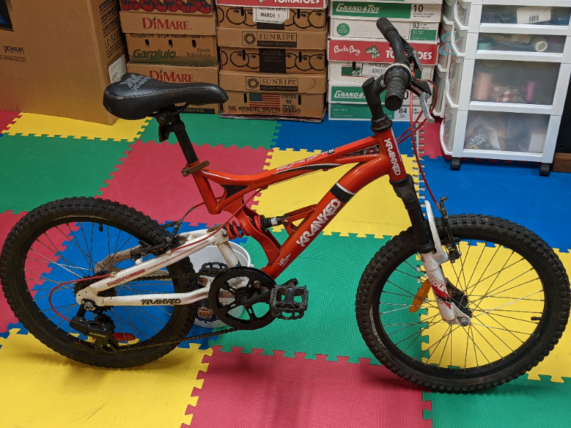 sold by bike mechanic, 20" wheels, Kranked dual susp. MTB bike Kids