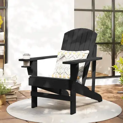 Black Classic Adirondack Chair Muskoka Chair, Garden Deck Chair, View more