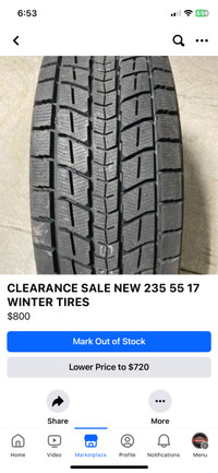 CLEARANCE SALE NEW 235 55 17 WINTER TIRES   SIZE:235/55R17 99Rbr