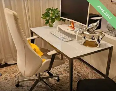 White Office Desk & Chair, View more