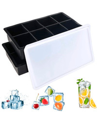 New Large Ice Cube Tray, 2 Pack Silicone Ice Cube Mold wi