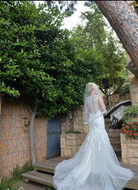 Wedding Dress, Mermaid style, Ivory silver, size 8-10