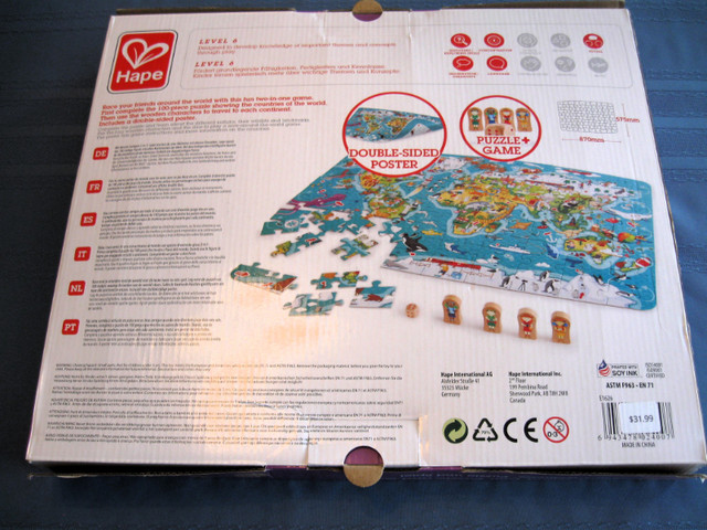 HAPE WORLD TOUR PUZZLE + GAME Educaational LEVEL 6 5YR+ in Toys & Games in Annapolis Valley - Image 3
