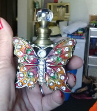 Unique Butterfly Enameled/Jeweled Perfume Bottle