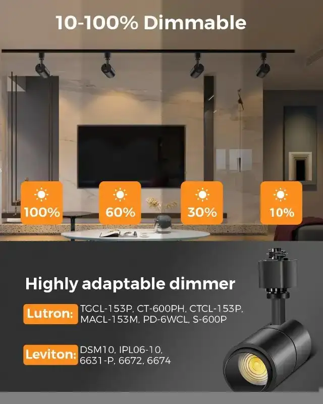 VANoopee 3-Color Zoom 10W LED Track Lighting Heads H Type (4 PK) in General Electronics in Burnaby/New Westminster - Image 7