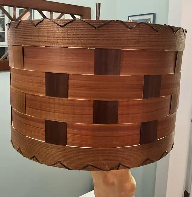 MCM Cyprus Knee Wooden Lamp With Two Tone Lamp Shade in Indoor Lighting & Fans in Owen Sound - Image 11