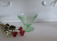 Green depression glass footed candy dish/goblet