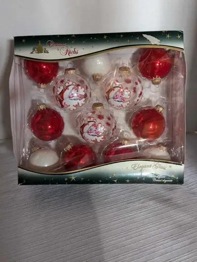 VTG Krebs 12 glass Christmas tree ornaments red white santa, View more