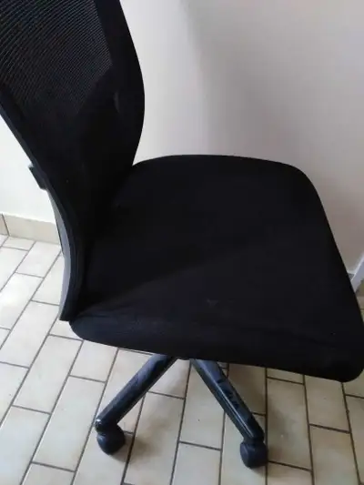 Adjustable office chair and Ikea computer desk, View more