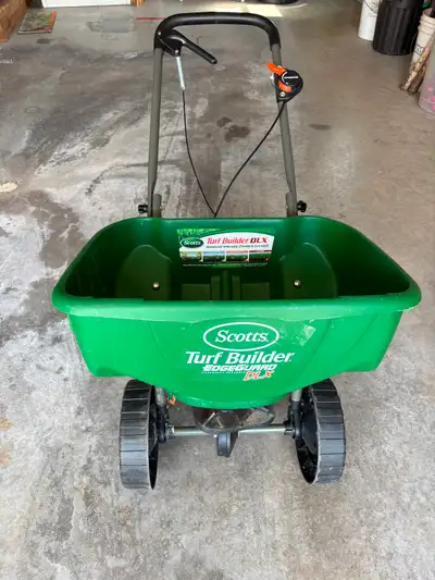Large spreader, $50.100ft garden hose $25.Small fire pot. $25