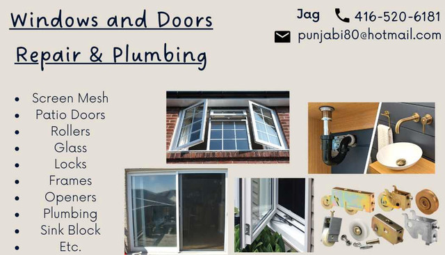 Door Window Screen Mesh,Frames,Locks, Opener's, Plumbing  in Windows, Doors & Trim in Mississauga / Peel Region - Image 2