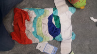 10 all in one adjustable cloth diapers, bucket, wash bag