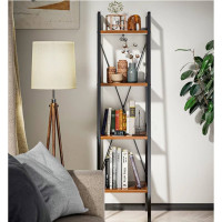 4 Tiers Metal and Wood Ladder Shelf