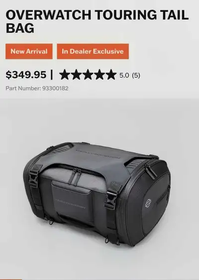 This Harley-Davidson Overwatch Touring Tail Bag is a brand new, premium storage solution for your mo...