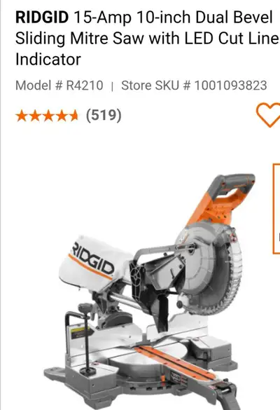 Ridgid 10" Sliding Mitre Saw brand new, View more