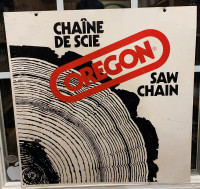 VINTAGE 1970's OREGON CHAINSAWS CANADA (18 X 18" IN.) ALUM SIGN