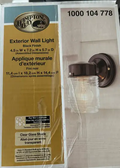 Hampton Bay Black Outdoor Wall Lantern, View more