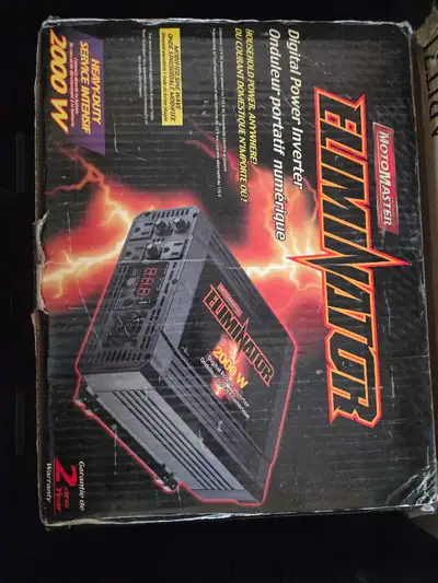 This is a used MotoMaster Eliminator 2000W digital power inverter, perfect for converting your vehic...