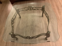 LABARGE GLASS AND BRASS COFFEE TABLE