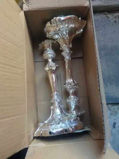 Chandelier ou pieds de lampe métal blanc, View more