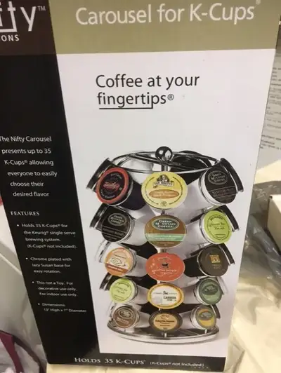 NEW  CAROUSEL  CHROME  HOLDS K CUPS & MORE ITEMS, View more