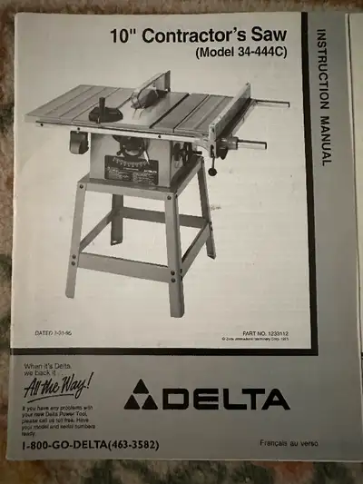Delta 10” Contractor’s table saw