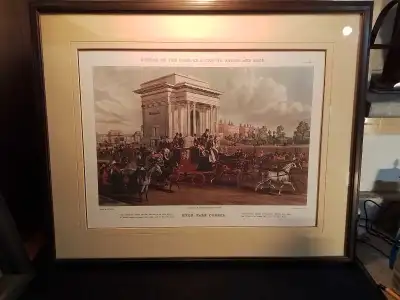 Antique Framed Print: Hyde Park Corner Framed antique print depicting Hyde Park Corner, London. Show...