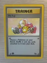 Pokemon 1st EDITION Trainer Mr Fuji card from Fossil set MINT