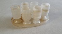 ONYX SHOT GLASSES -6- with TRAY