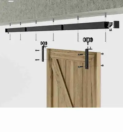 New-Black Sliding Barn Door Hardware Kit, View more