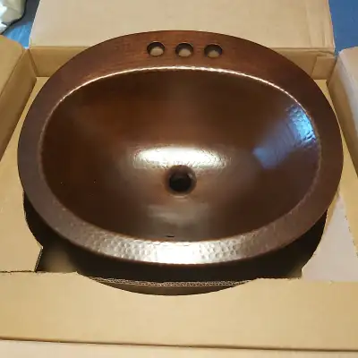 Antique Hammered Copper Bathroom Sink, View more