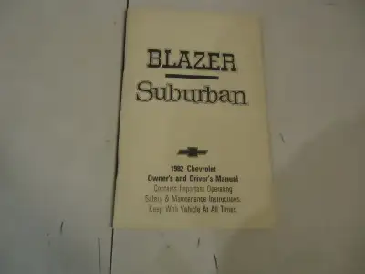 1982 Chevrolet Blazer & Suburban Owners Manual. VG. Can Mail, View more