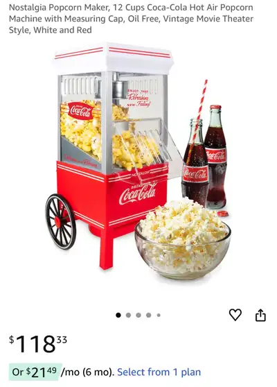 Coca Cola Popcorn Machine , View more