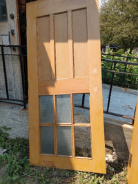 100 percent vintage Pine doors with glass and moulding 